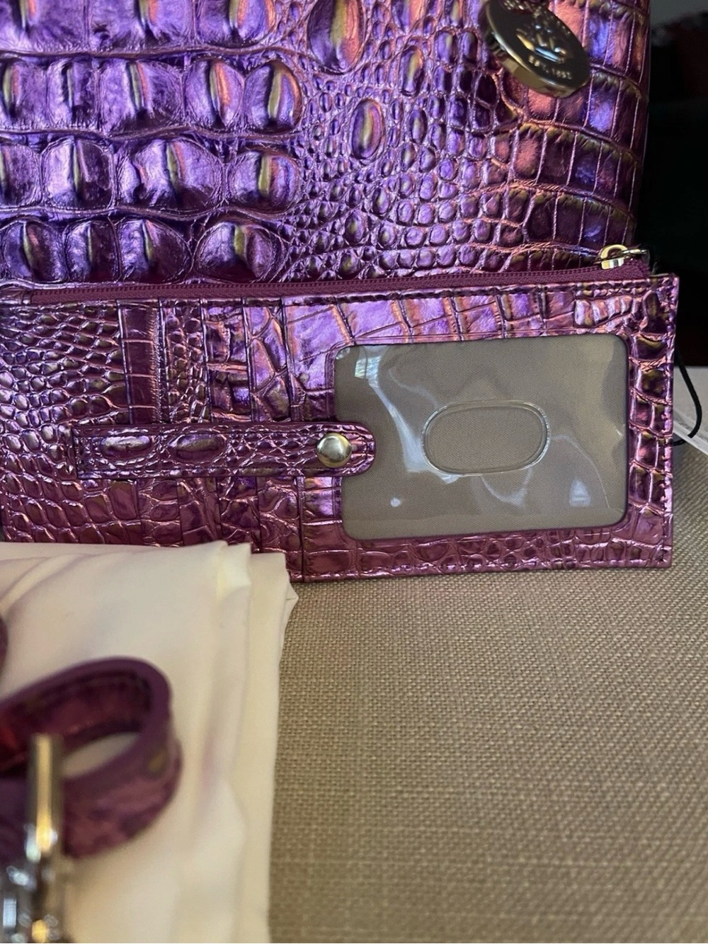 Brahmin Bright Pink Duxbury Satchel In OPERA & Matching CC Wallet NWT - Picture 9 of 15